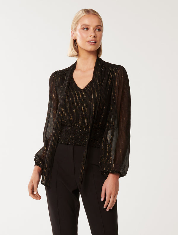 Gloria Gold Foil Blouse Forever New