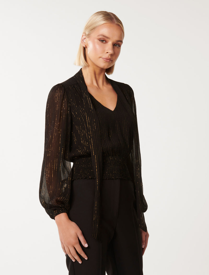 Gloria Gold Foil Blouse Forever New