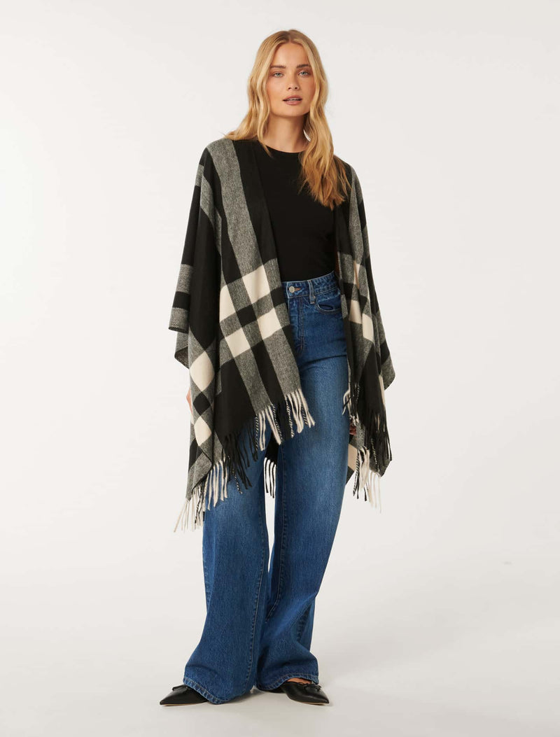 Olivia Check Wrap Cape Forever New