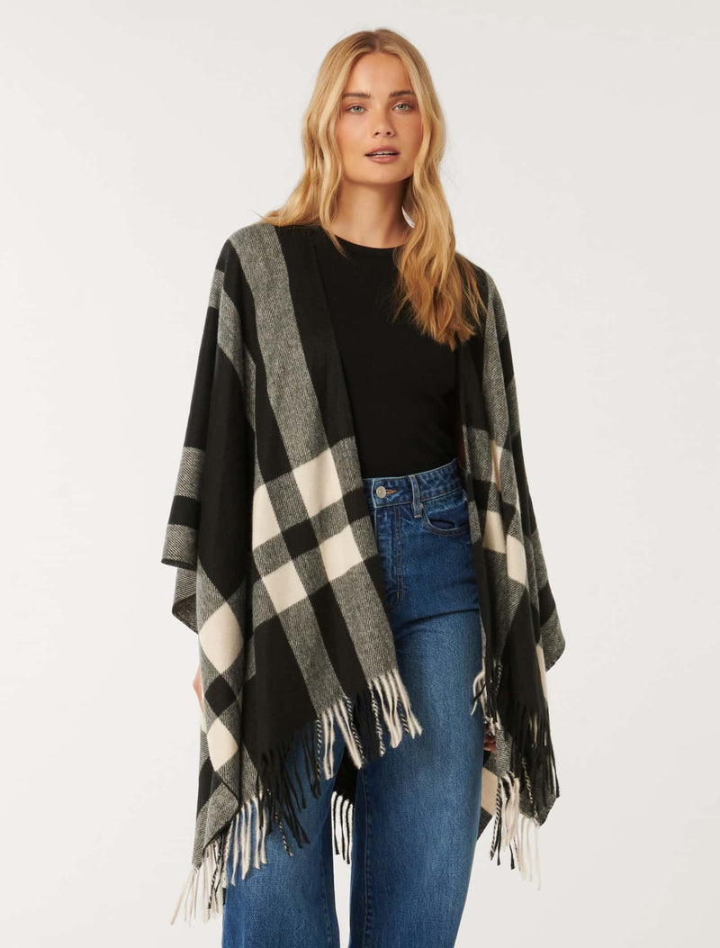 Olivia Check Wrap Cape Forever New