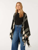 Olivia Check Wrap Cape Forever New