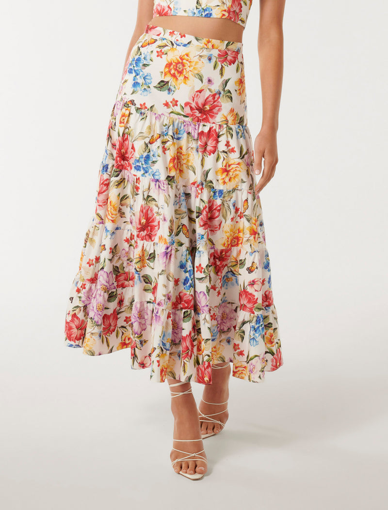 Tilly Tiered Midi Skirt Forever New