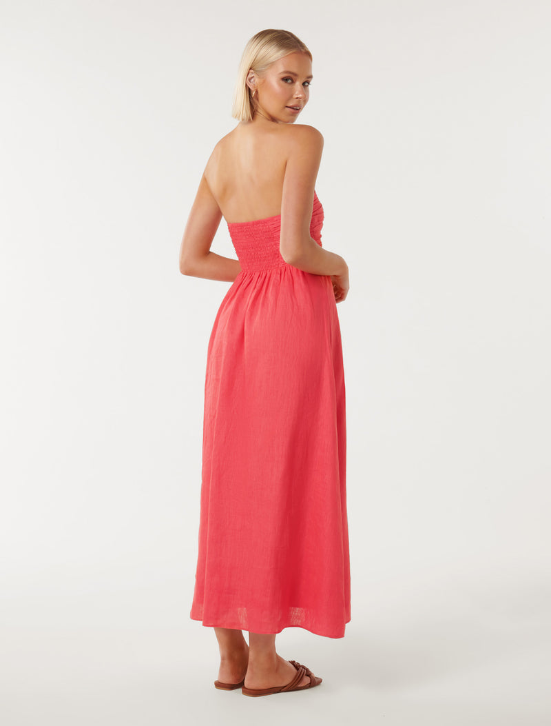 Aaliyah Strapless Ruched Midi Dress Forever New