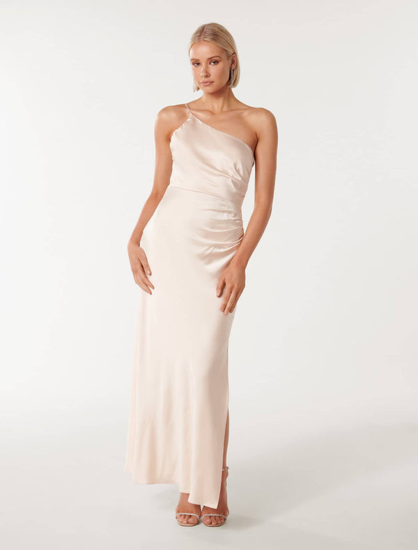 Kelly One Shoulder Satin Maxi Dress Forever New