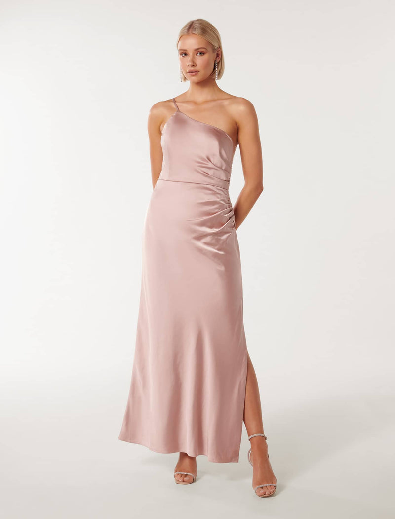 Kelly One Shoulder Satin Maxi Dress Forever New