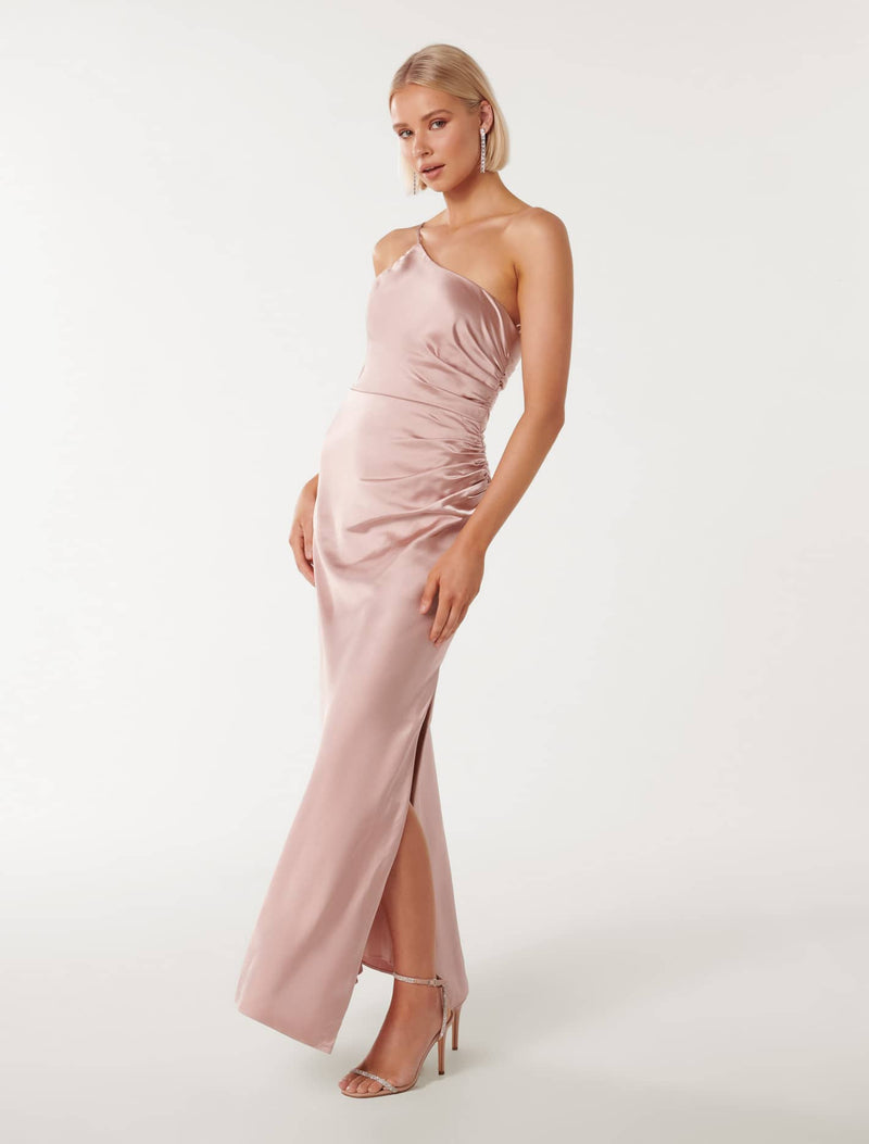 Kelly One Shoulder Satin Maxi Dress Forever New