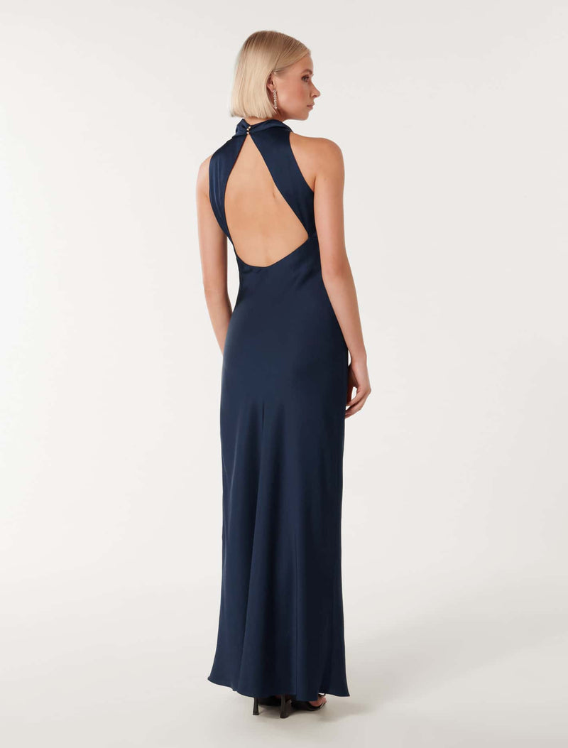 Michelle Open Back Satin Maxi Dress Forever New