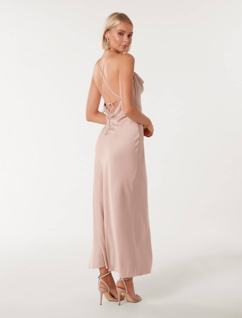 Ruby Tie Back Satin Maxi Dress Forever New