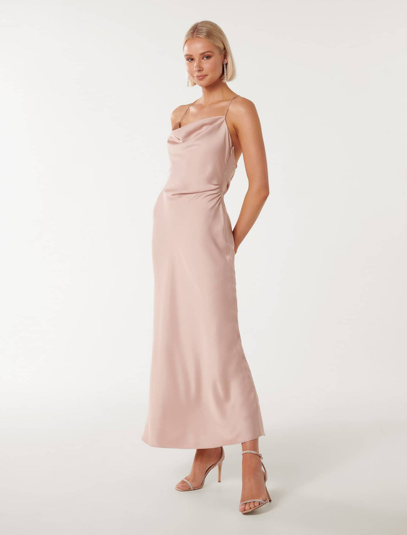 Ruby Tie Back Satin Maxi Dress Forever New