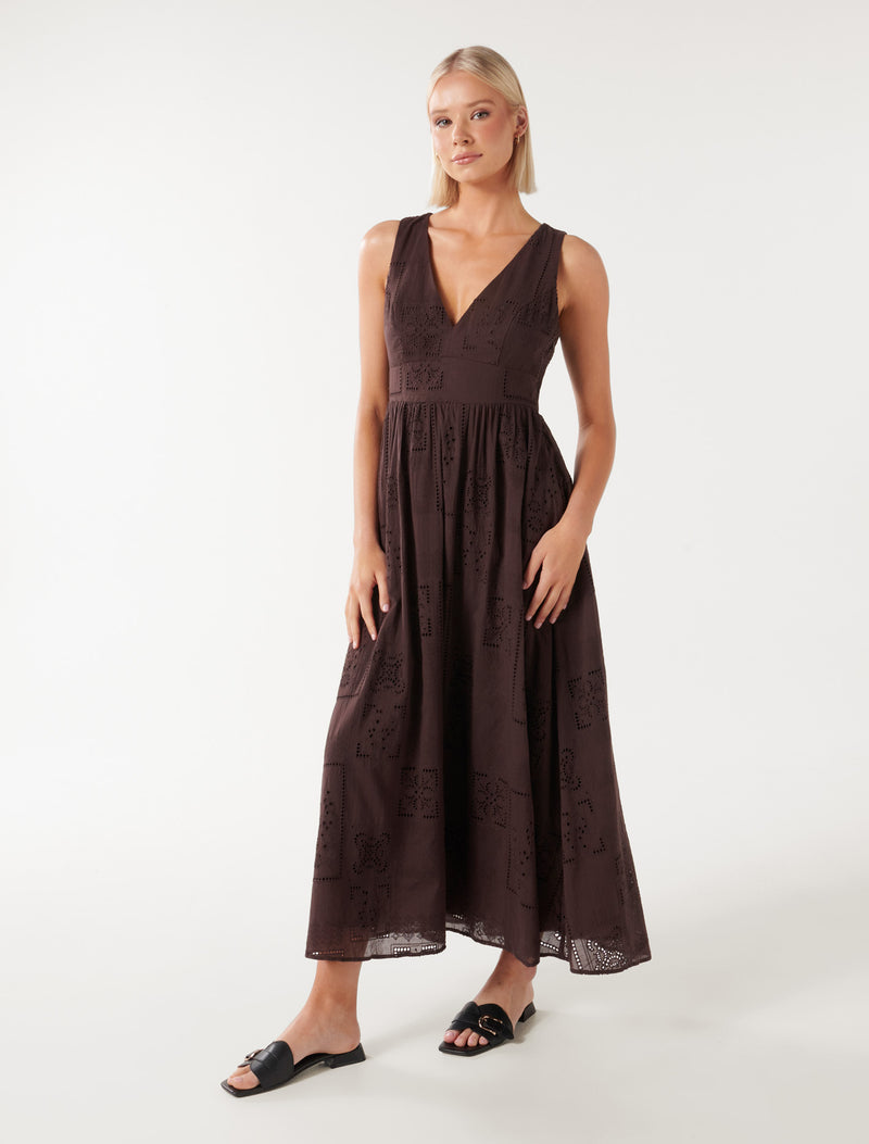 Leni Broderie Midi Dress Forever New