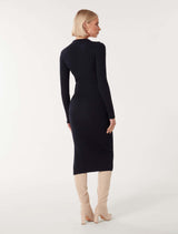 Liv Collar Wrap Midi Knit Dress Forever New