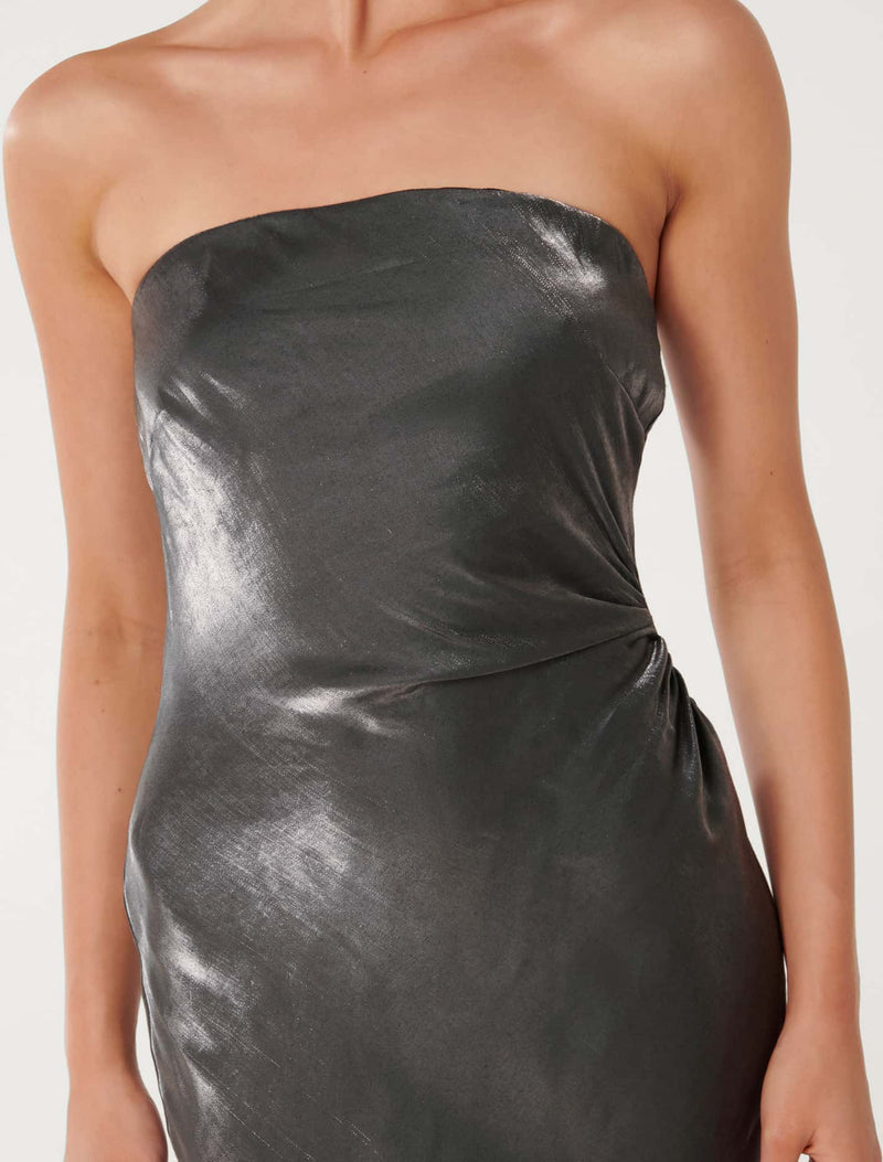 Ashton Metallic Strapless Dress Forever New