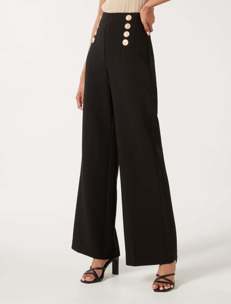 Sara Petite Button Up Slim Flare Pants Forever New