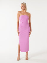 Stacy Strapless Tuck Midi Dress Forever New