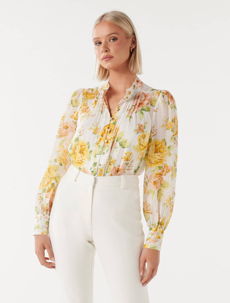 Vera Printed Rami Blouse Forever New