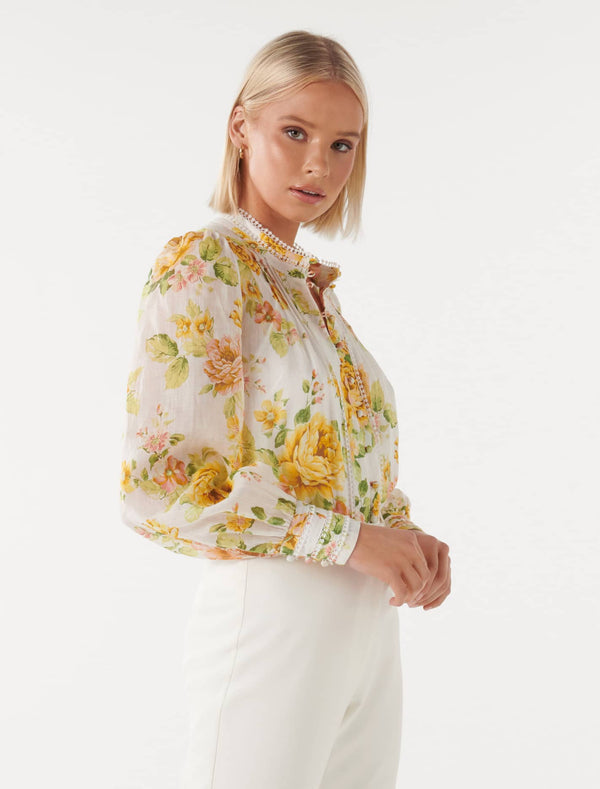 Vera Printed Rami Blouse Forever New