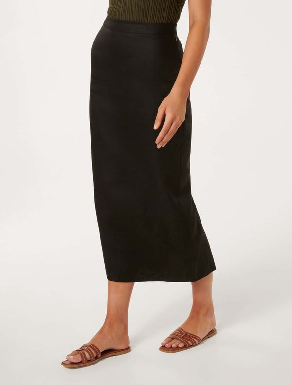 Lucy Linen Column Midi Skirt Forever New