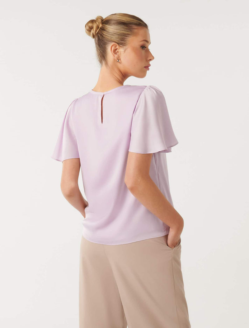 Wanda Woven Flutter T-Shirt Forever New