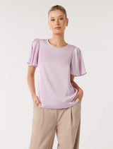 Wanda Woven Flutter T-Shirt Forever New