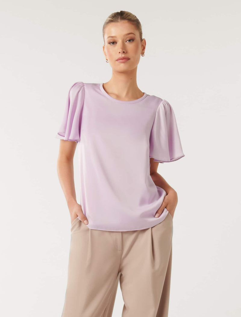 Wanda Woven Flutter T-Shirt Forever New