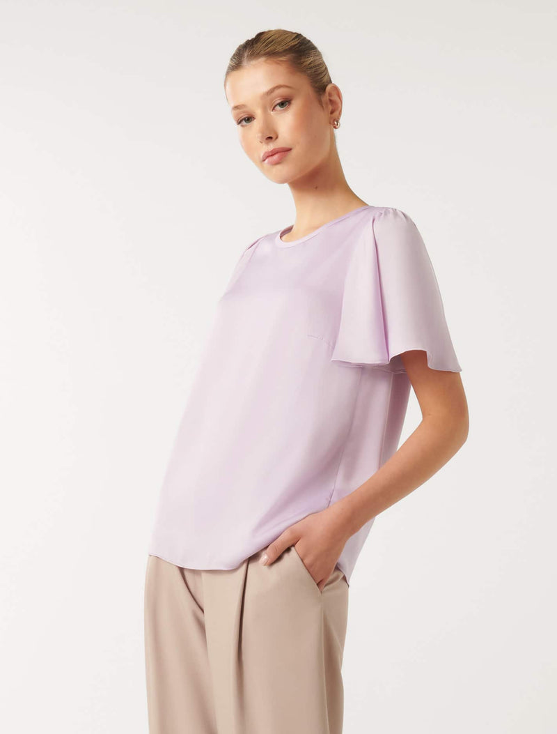 Wanda Woven Flutter T-Shirt Forever New