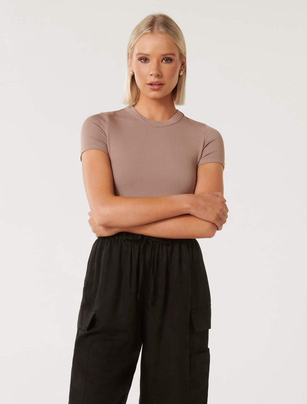 Abigail Wide Rib Neck T-Shirt Forever New