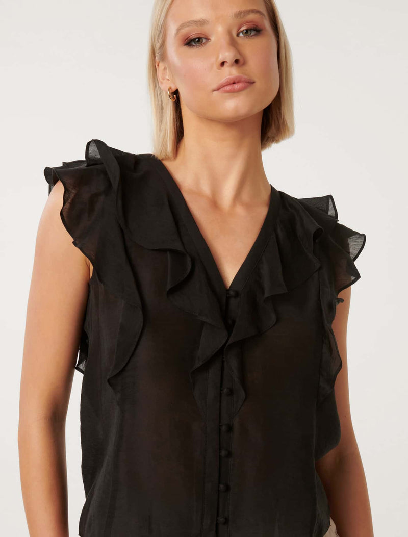 Roma Ruffle Button Through Blouse Forever New