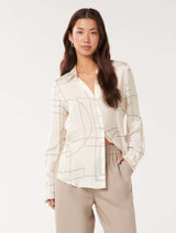 Harvey Notched Neck Satin Shirt Forever New