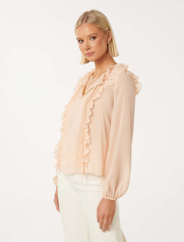 Cody Ruffle Pintuck Blouse Forever New