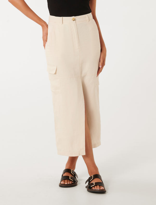 Ronnie Linen Cargo Midi Skirt Forever New