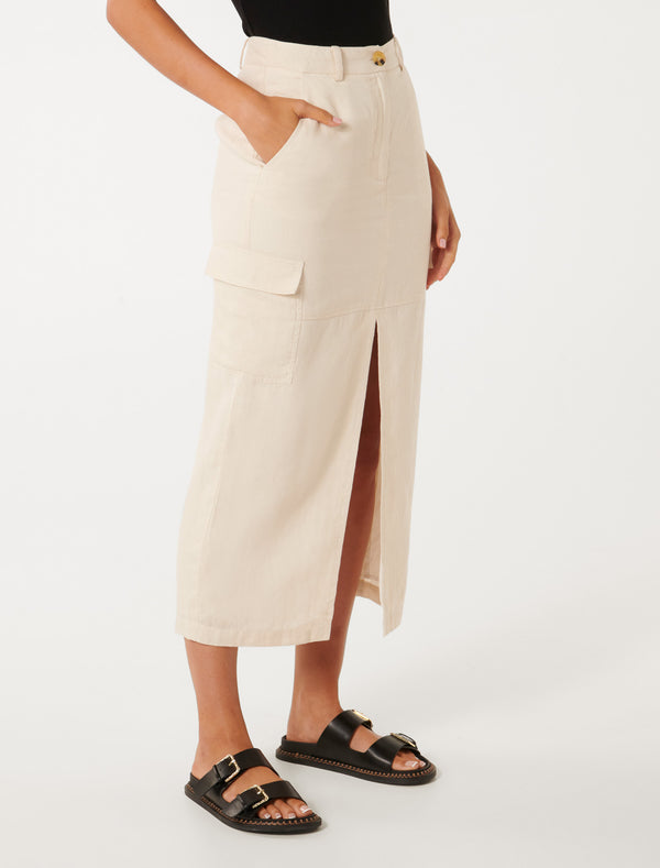 Ronnie Linen Cargo Midi Skirt Forever New