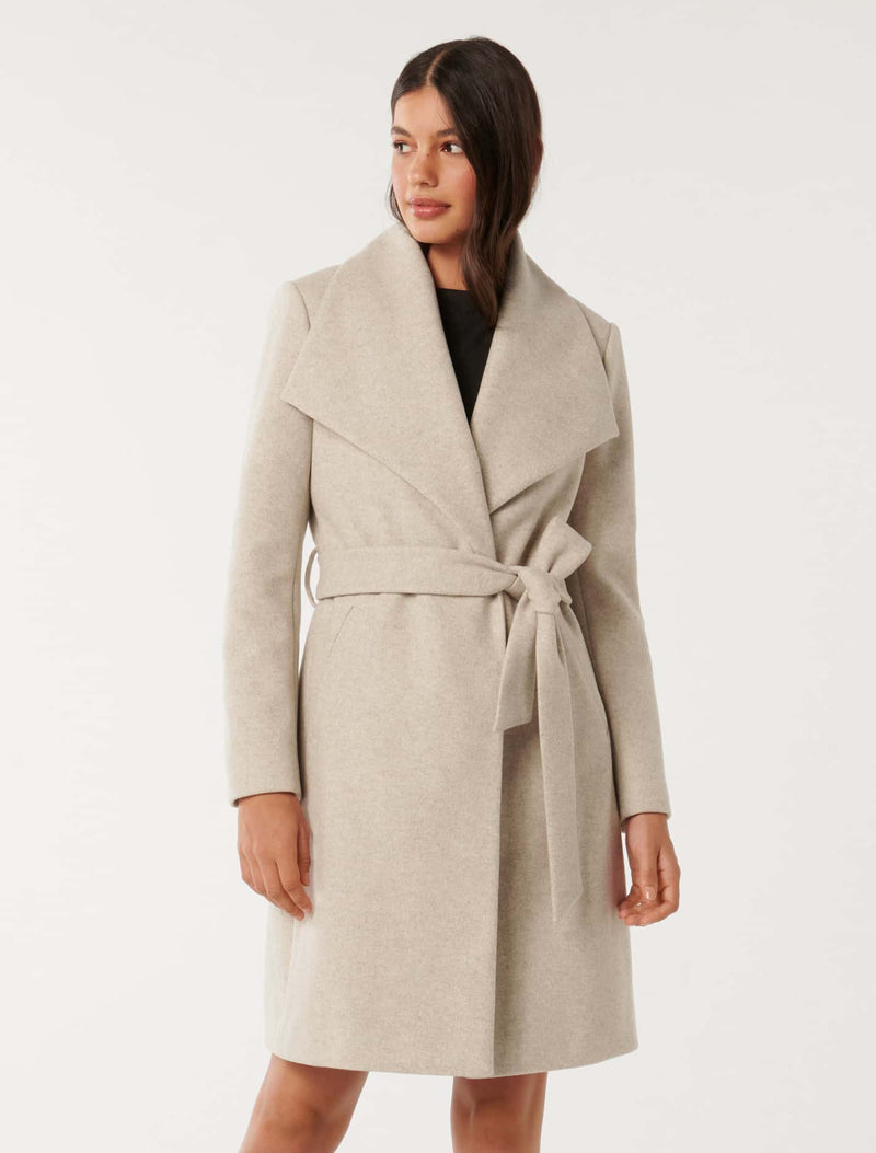 Annika Shawl Collar Wrap Coat Forever New