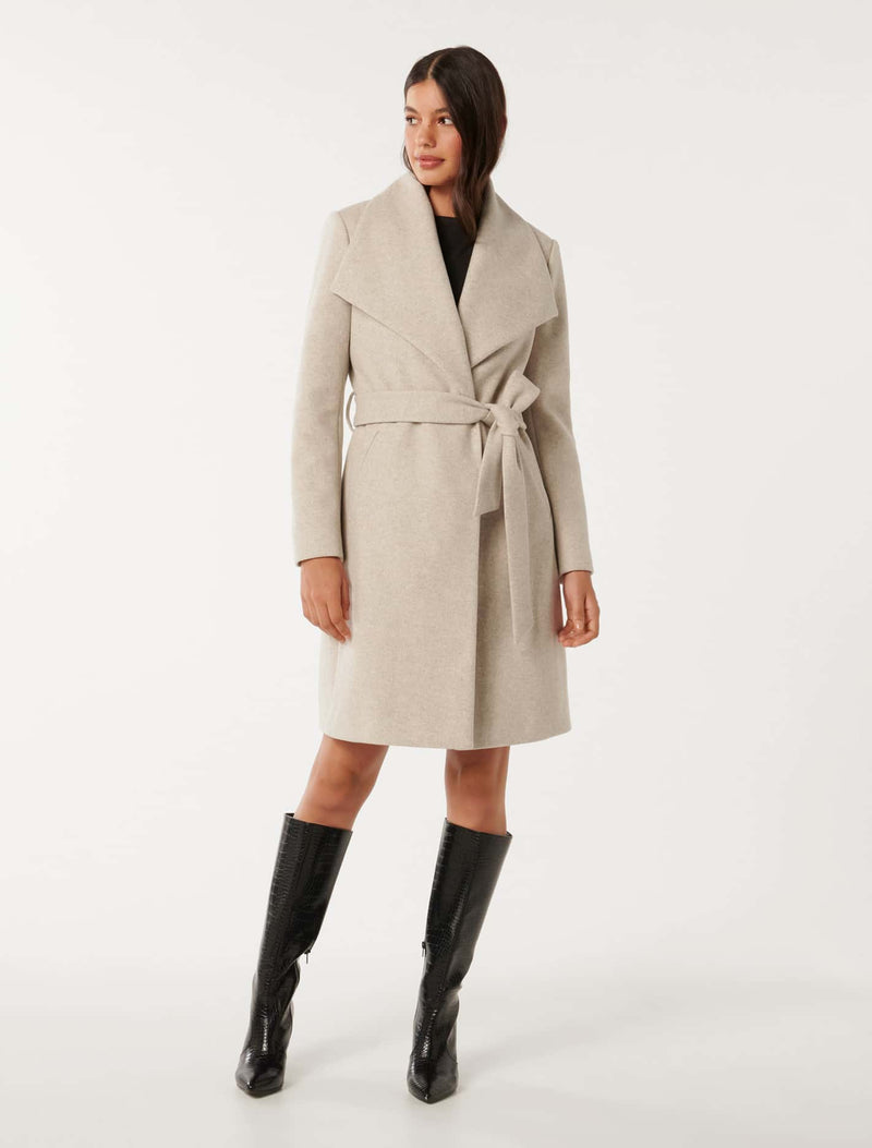 Annika Shawl Collar Wrap Coat Forever New