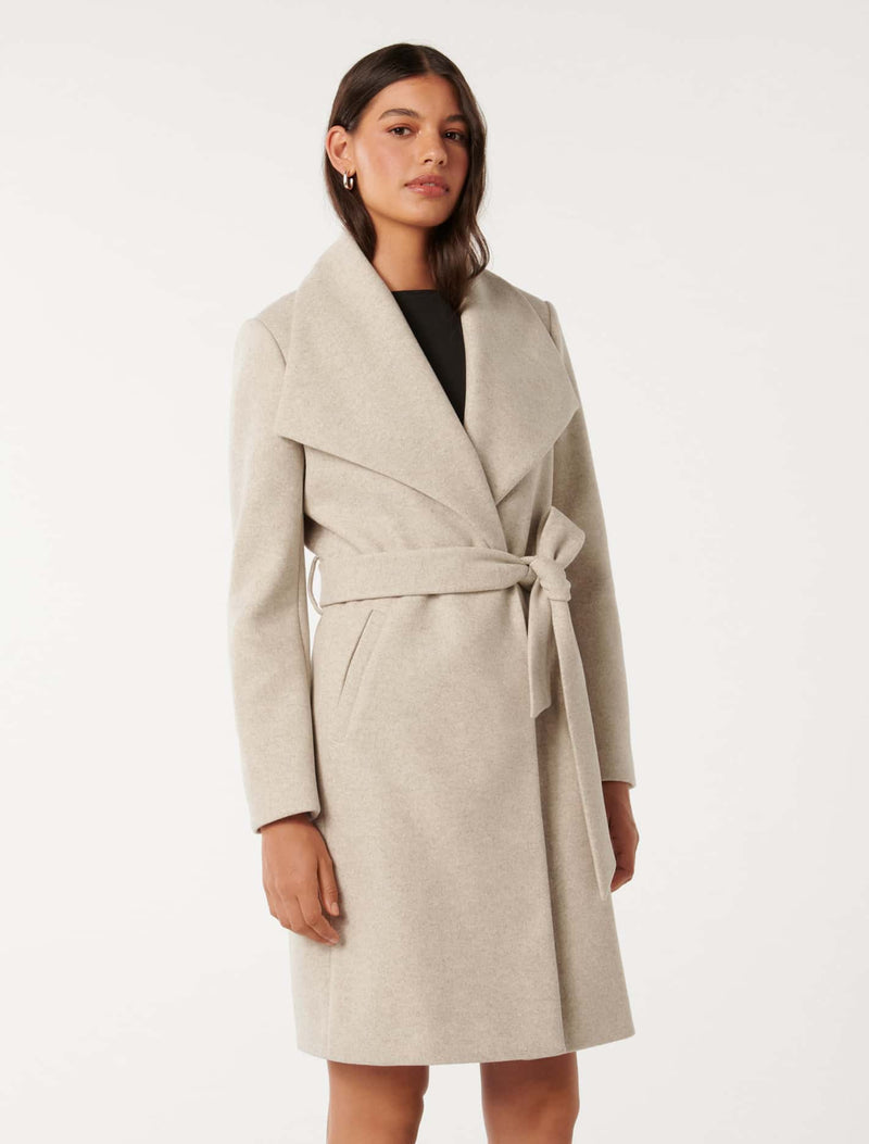 Annika Shawl Collar Wrap Coat Forever New