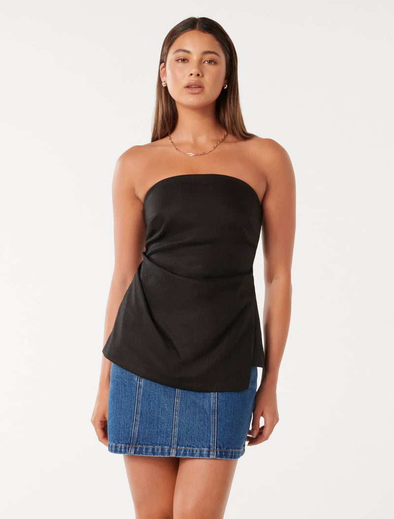 Bess Linen Bandeau Top Forever New