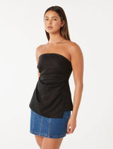 Bess Linen Bandeau Top Forever New