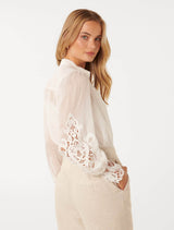 Aria Lace Mix Blouse Forever New