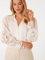 Aria Lace Mix Blouse Forever New