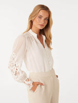 Aria Lace Mix Blouse Forever New