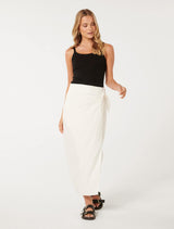 Maeve Linen Wrap Midi Skirt Forever New