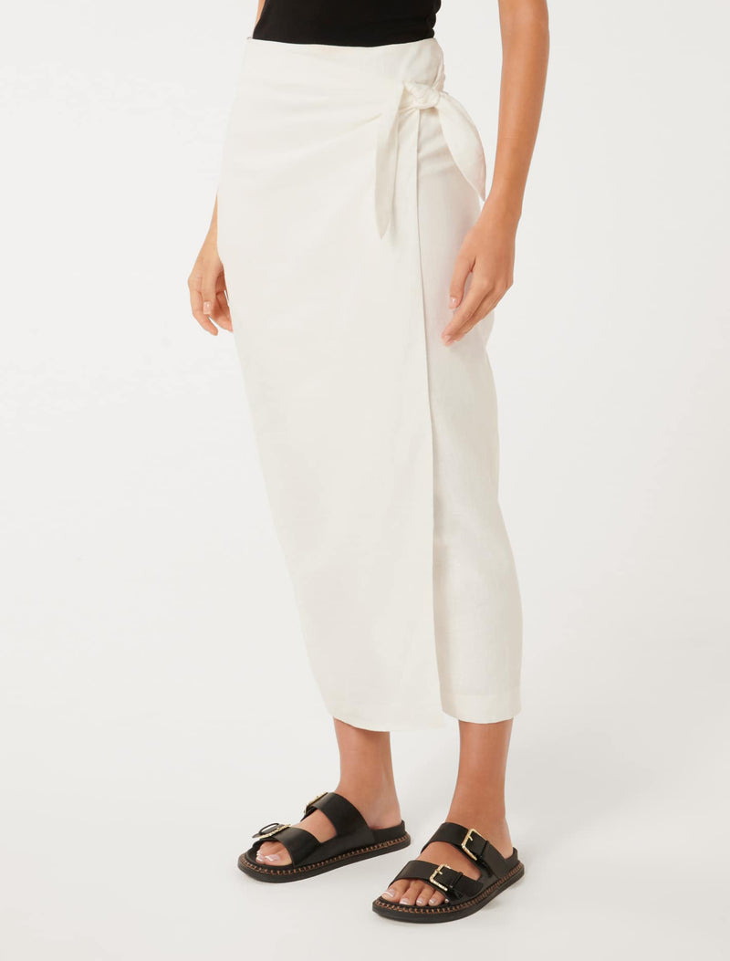 Maeve Linen Wrap Midi Skirt Forever New