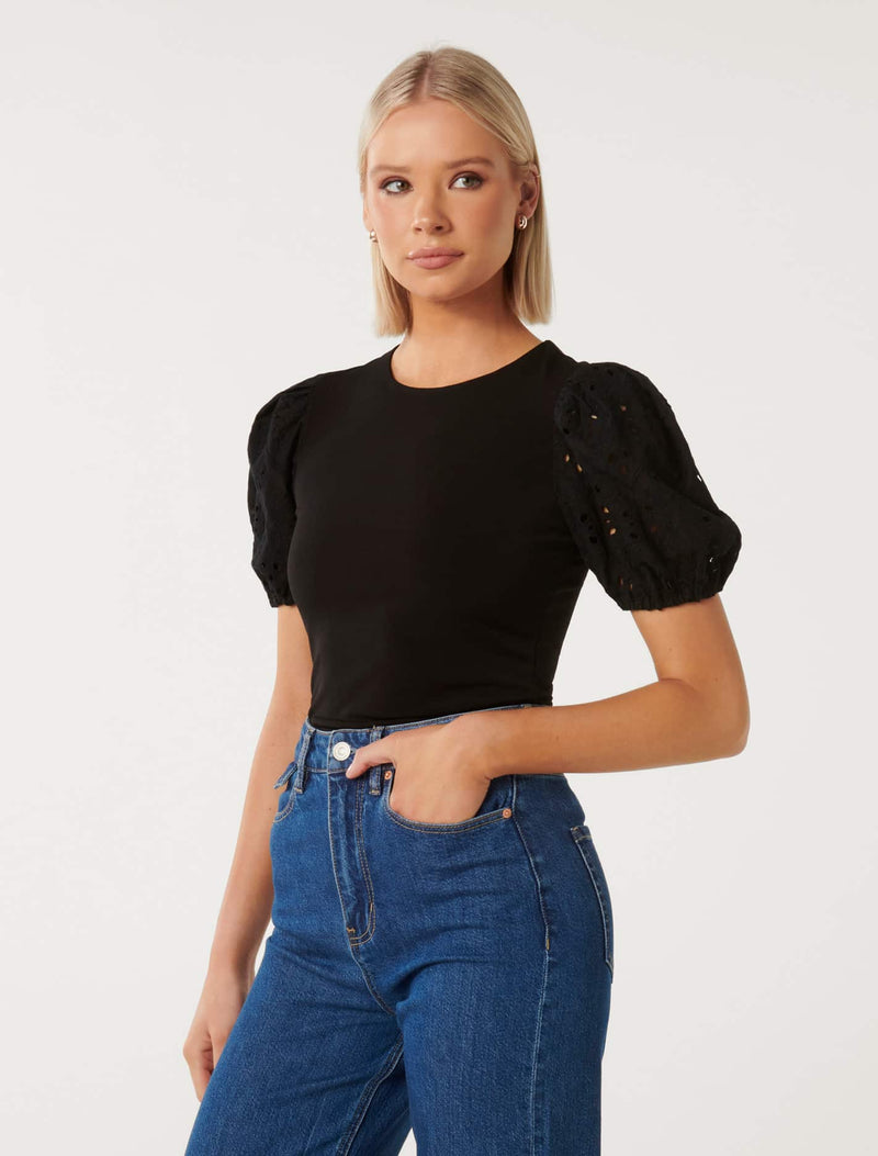 Dionne Crew Neck Crepe Top Forever New