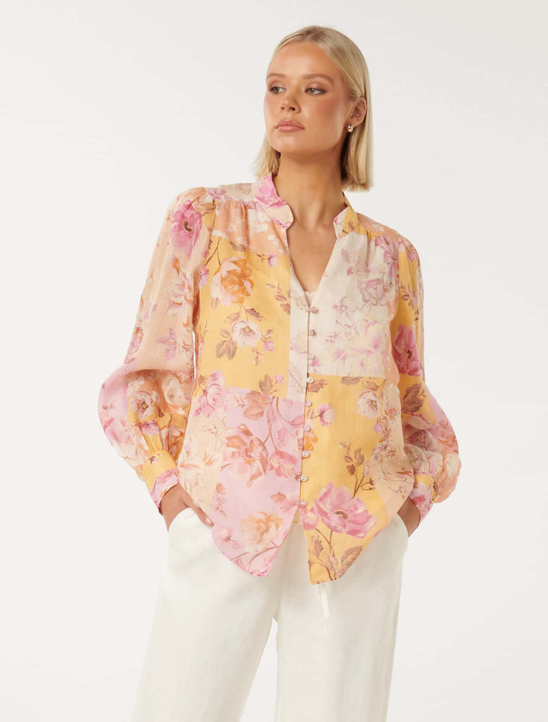 Delia Yoke Detail Blouse Forever New