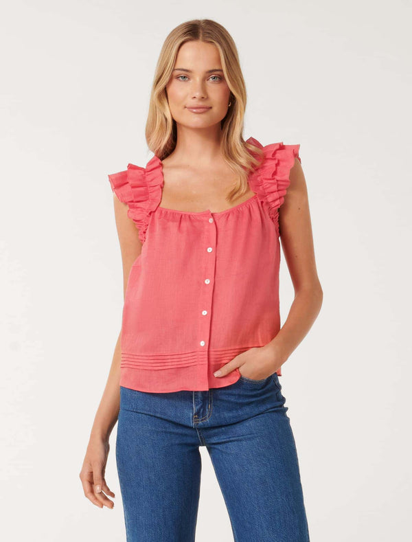 Breanna Babydoll Frill Top Forever New