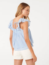 Briony Stripe Babydoll Top Forever New