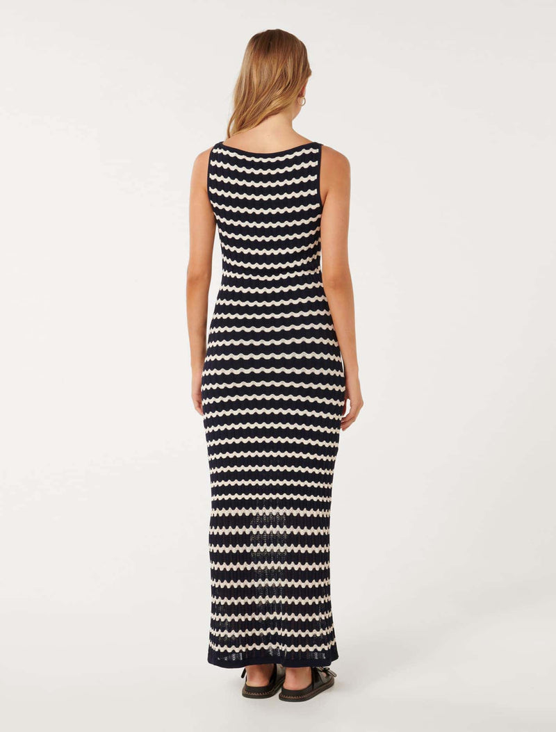 Elora Wave Striped Knit Dress Forever New