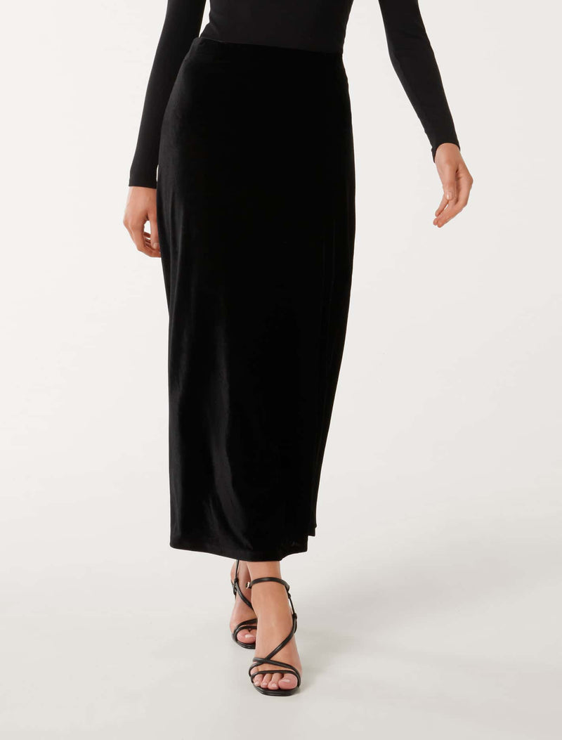 Sally Velvet Maxi Skirt Forever New