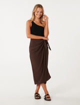 Sarah Crinkle Sarong Midi Skirt Forever New