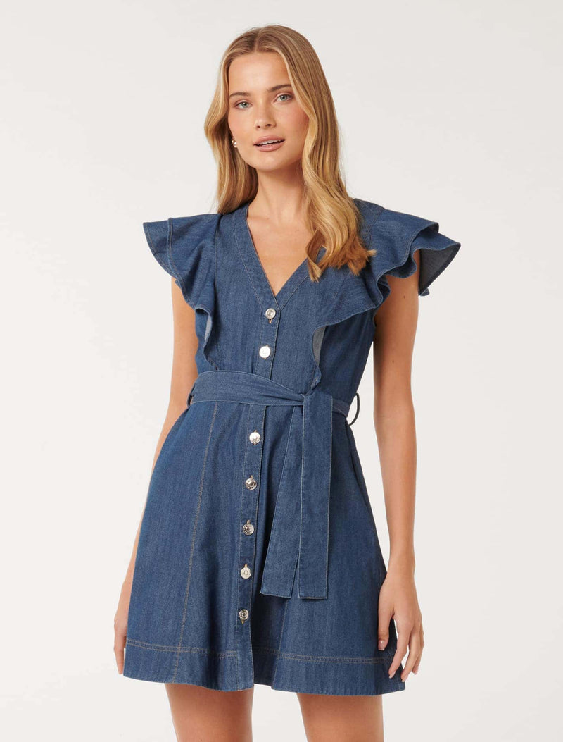 Penelope Denim Mini Dress Forever New