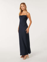 Mia Boat Neck Satin Maxi Dress Forever New